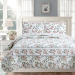 Centers Floral Print Garden Scalloped Edge 3 Piece Cotton Reversible Quilt Bedding Set Romantic Floral Design by Cozy Line Home Fashions