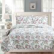 Romantic Floral Quilt Bedding Set 3 Piece Reversible Design