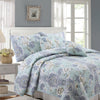 Reversible Floral Cotton Quilt Bedding Set – Blue and Green