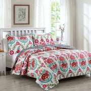 Floral Cotton Reversible Quilt Bedding Set