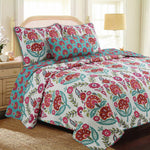Hitchens Floral Cotton Reversible Quilt Bedding Set – Classic Floral Design By Cozy Line Home Fashions