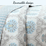 Light Blue Floral Damask Quilt Set – Guest Room Bedding