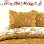 3-Piece Floral Chintz Quilt Set – Machine Washable Cotton