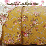 Scalloped Edge Floral Quilt Set – Cottage Style Bedding