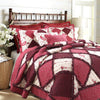 Red Floral Patchwork Cotton Quilt Bedding Set
