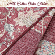 Reversible Cotton Patchwork Quilt – Red Garden Style