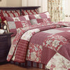 Red Floral Patchwork Quilt Bedding Set – Reversible Cotton
