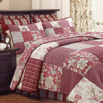 Quilt Stockwood Red Floral Patchwork Cotton 3-Piece Reversible Bedding Set by Cozy Line Home Fashions