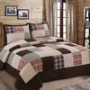 Brown Plaid Patchwork Quilt Bedding Set – Reversible Cotton