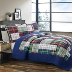 Quilt Hepler Plaid Print Patchwork Cotton Reversible Bedding Set by Cozy Line Home Fashions