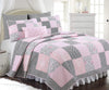 Pink Butterfly Patchwork Quilt Bedding Set – Reversible Cotton