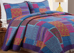 Quilt Aldiana Purple Bohemian Print Patchwork Cotton Reversible 3-Piece Bedding Set by Cozy Line Home Fashions