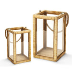 Two's Company BBF001 Bali Set of 2 Decorative Lanterns with Rope Handle