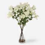 Uttermost 60218 Antiparos Bougainvillea Centerpiece with Cream Blooms in Clear Glass Vase