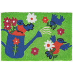 Jellybean Bluebirds & Watering Can Doormat – 20"x30" Indoor/Outdoor, Washable, Nature-Inspired Entry Mat