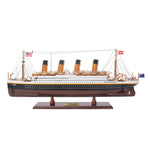 Wooden Titanic Ship Model 25" L – Red/White/Black, Small Handcrafted Display By Old Modern Handicrafts