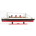 Old Modern Handicrafts Queen Mary Cruise Ship Model 32 Inch with Handcrafted Wooden Lifeboats and Metal Details