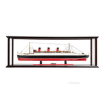 Queen Mary Midsize Ship Model with Display Case 16 Inch H – Handcrafted Wooden Replica By Old Modern Handicrafts