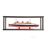 Normandie Large Ship Model with Display Case – Handcrafted Wooden Replica – 15 Inch By Old Modern Handicrafts