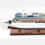 Wooden Majesty of the Seas Ship Model with Blue Accents and Brass Nameplate