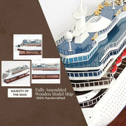Wooden Majesty of the Seas Model Ship with Solid Base and Brass Nameplate
