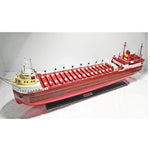 Old Modern Handicrafts Edmund Fitzgerald Ship Model 42 Inch Handcrafted Tribute in Red with Wood Base