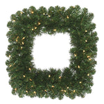 Vickerman C164831 30" Oregon Fir Artificial Christmas Square Wreath Clear Dura-Lit Incandescent Mini Lights