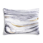 Luxe Contour Design Velvet Pillow 20" x 14" Gray with Gold Foil Marble Print by Cloud9
