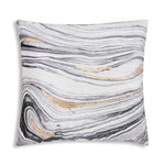 Modern Gray Velvet Cushion with Gold Detail 22" by Cloud9
