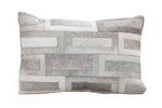 Cowhide Patchwork Lumbar Cushion 12"H – Natural Grey and White Hair On Hide Decorative Pillow by Auskin