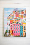 Handpainted colorful houses acrylic painting on canvas