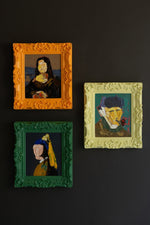 Wall Art – Set of Three Framed Acrylic Portrait Paintings in Bright Colors by Kalalou