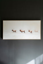 Wall Art – Framed Acrylic Elk Painting on Snowy Background by Kalalou