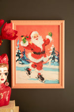 Framed Ice Skating Santa Christmas Wall Art by Kalalou