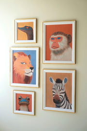 Set of five framed animal paintings