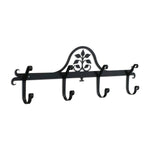 Leaf Fan Coat Bar 8.5"H Wrought Iron Black Rustic Wall Mounted 4 Hook Organizer By Village Wrought Iron Inc.