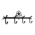 Western Star Coat Bar 8.5"H Wrought Iron Black Rustic Western Wall Mounted 4 Hook Rack By Village Wrought Iron Inc.