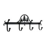 Pine Trees Coat Bar 8.5"H Wrought Iron Black Rustic Cabin Wall Mounted 4 Hook Rack By Village Wrought Iron Inc.