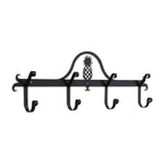 Pineapple Coat Bar 8.5"H Wrought Iron Black Tropical Wall Mounted 4 Hook Rack By Village Wrought Iron Inc.