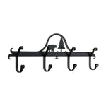 Bear & Pine Coat Bar 8.5"H Iron Black Rustic Cabin Wall Mounted 4 Hook Rack By Village Wrought Iron Inc.
