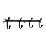 Plain Coat Bar 6.5"H Wrought Iron Black Rustic Wall Mounted 4 Hook Rack By Village Wrought Iron Inc.