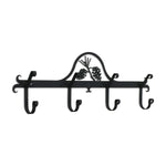 Pinecone Coat Bar 8.5"H Wrought Iron Black Rustic Cabin Wall Mounted 4 Hook Rack By Village Wrought Iron Inc.