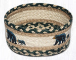 Earth Rugs Mama & Baby Bear Round Casserole Basket – 8"x3", Printed Braided Jute, Rustic Lodge Tabletop Accent