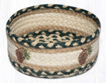 Earth Rugs Pinecone Round Casserole Basket – 8"x3", Printed Braided Jute, Rustic Nature-Inspired Serving Accent