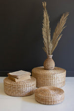 Round Sea Grass Risers Set of 3 – 8" Tall – Handwoven Display Decor by Kalalou