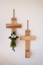 Recycled Pine Christmas Cross Wall Planter 30" Tall by Kalalou