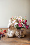 Decorative rabbit planter with cement look finish