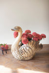 Faux concrete swan planter with sculpted bird design