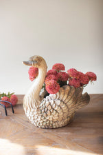 Faux Concrete Swan Planter – Garden Inspired Accent – 15" Tall Indoor Planter by Kalalou