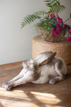 Faux concrete laying rabbit decorative accent